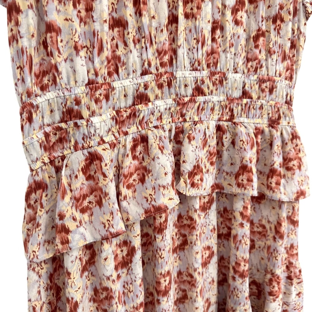 Ulla Johnson Silk Floral Ruffle Midi Dress Sz 14 Ethereal Summer Wedding Luxe - Picture 15 of 16
